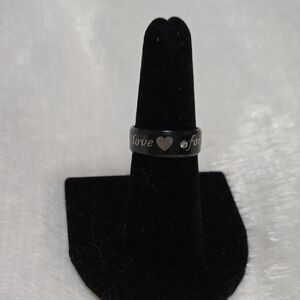 Elegant Black and Silver Love Ring.Size 7.